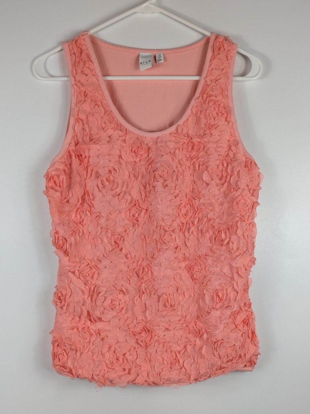 Vila Milano Sleeveless Floral Ruffle Embellished Tank Top FLAWED Medium